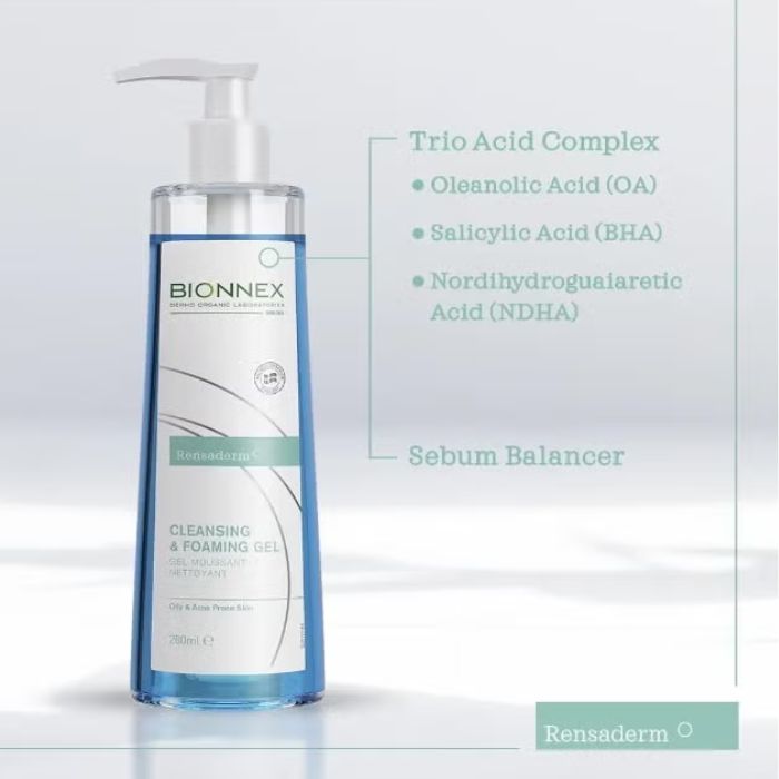 Bionnex Rensaderm Cleansing & Foaming Gel, Cleanser for Oily and Acne-Prone Skin with Trio-Acid Complex, 200ml