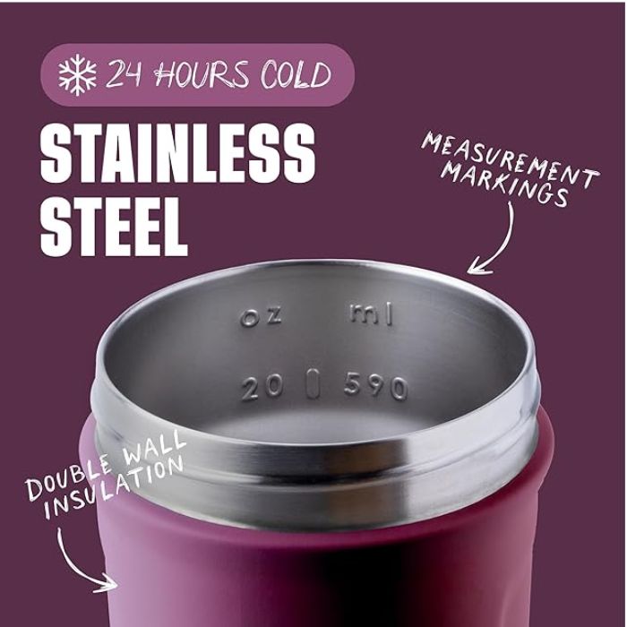 Blender Bottle Stainless Steel-Plum 24oz