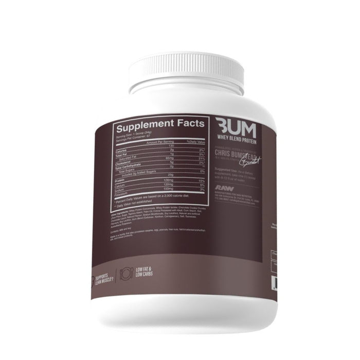 Raw Nutrition Bum Whey Blend Powder Cookies & Cream, Protein for Lean Muscle Support, 5lb