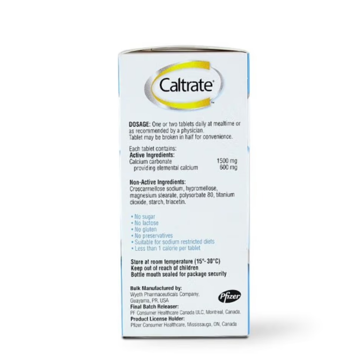 Caltrate 600 mg Tablet 60's Bottle