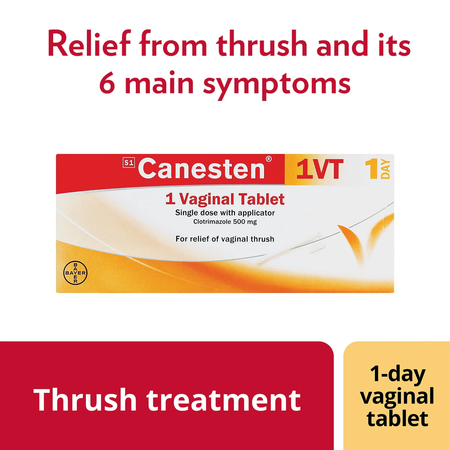 Canesten 500mg Vaginal Tablet 1's Strip + Applicator