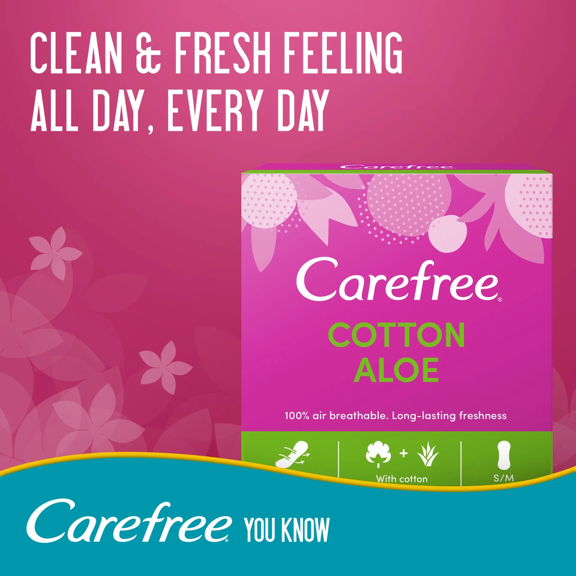 Carefree Cotton Aloe Pantyliners 56s