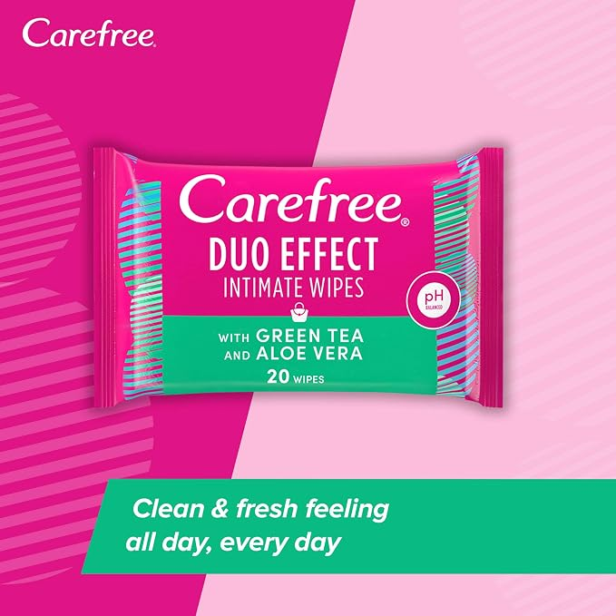 Carefree Duo Effect Intimate Wipes with Green Tea 20s