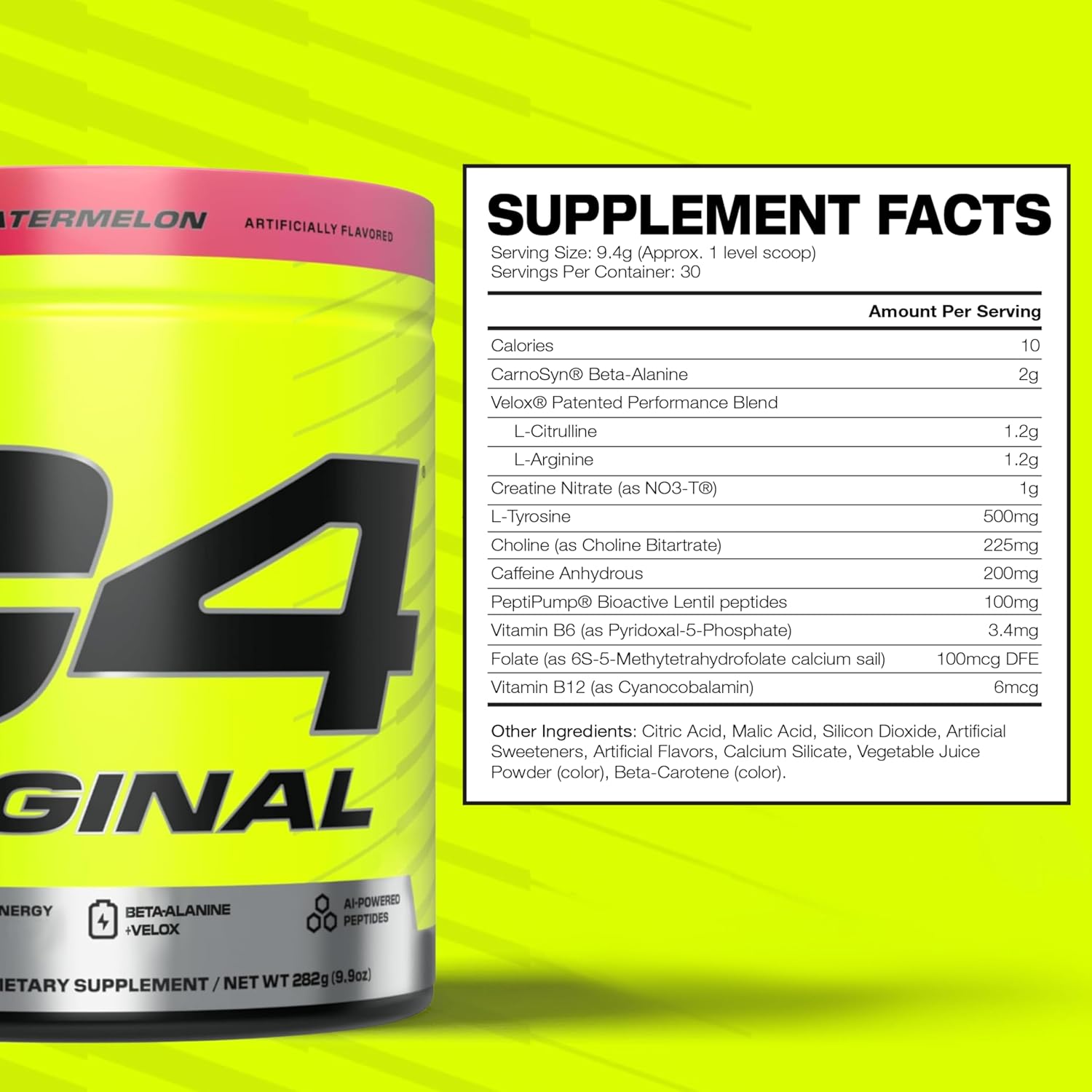 Cellucor C4 Pre-Workout Watermelon, Energy, Pump & Focus Booster for Training Performance, 30 Servings