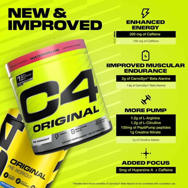 Cellucor C4 Original Pre-Workout Fruit Punch 475g, Energy, Focus and Endurance, 50 Servings