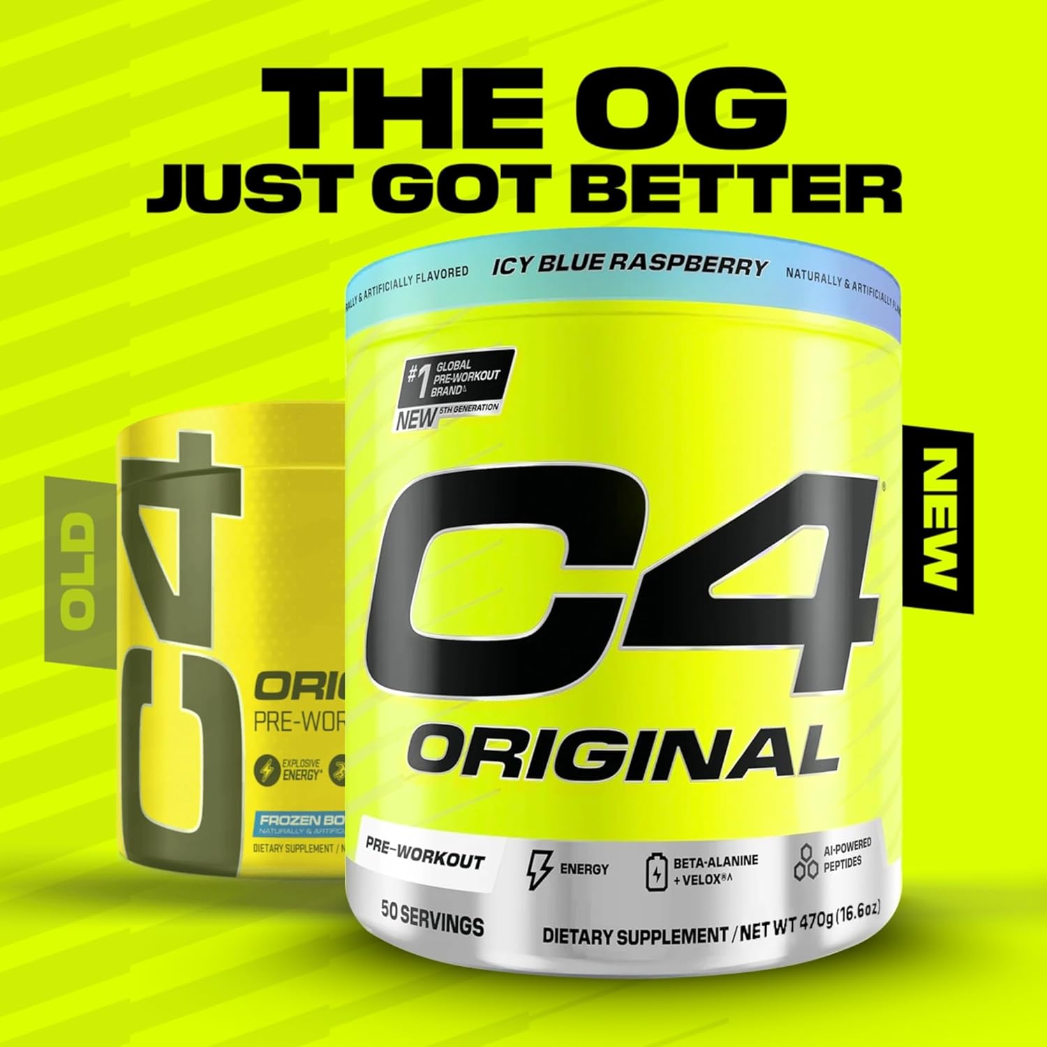 Cellucor C4 Original Pre-Workout Icy Blue Raspberry 470g, Energy, Focus and Endurance, 50 Servings