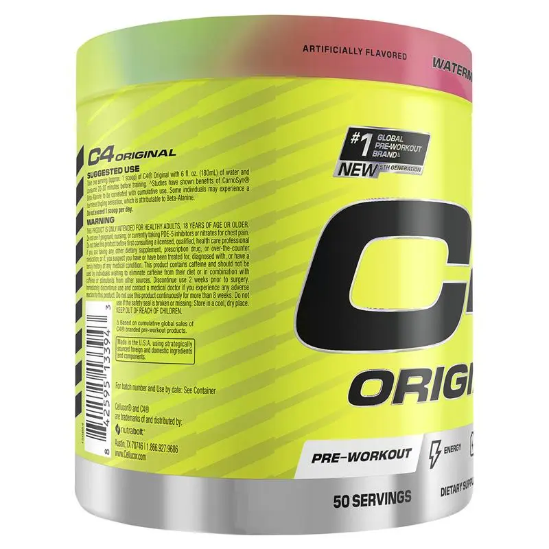 Cellucor C4 Original Pre-Workout Watermelon 470g, Energy, Strength and Endurance, 50 Servings
