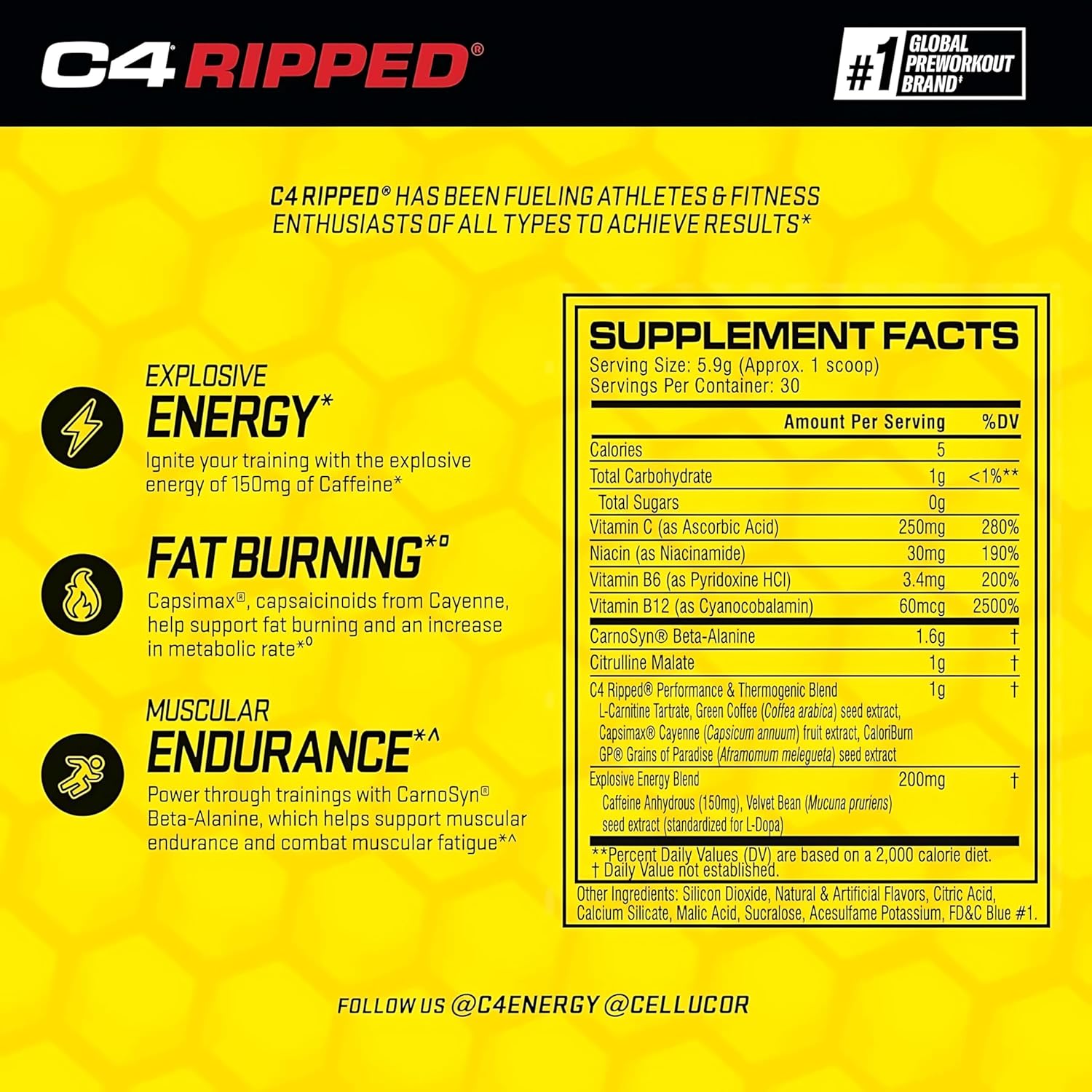 Cellucor C4 Ripped Tropical Punch 30 Servings 174g
