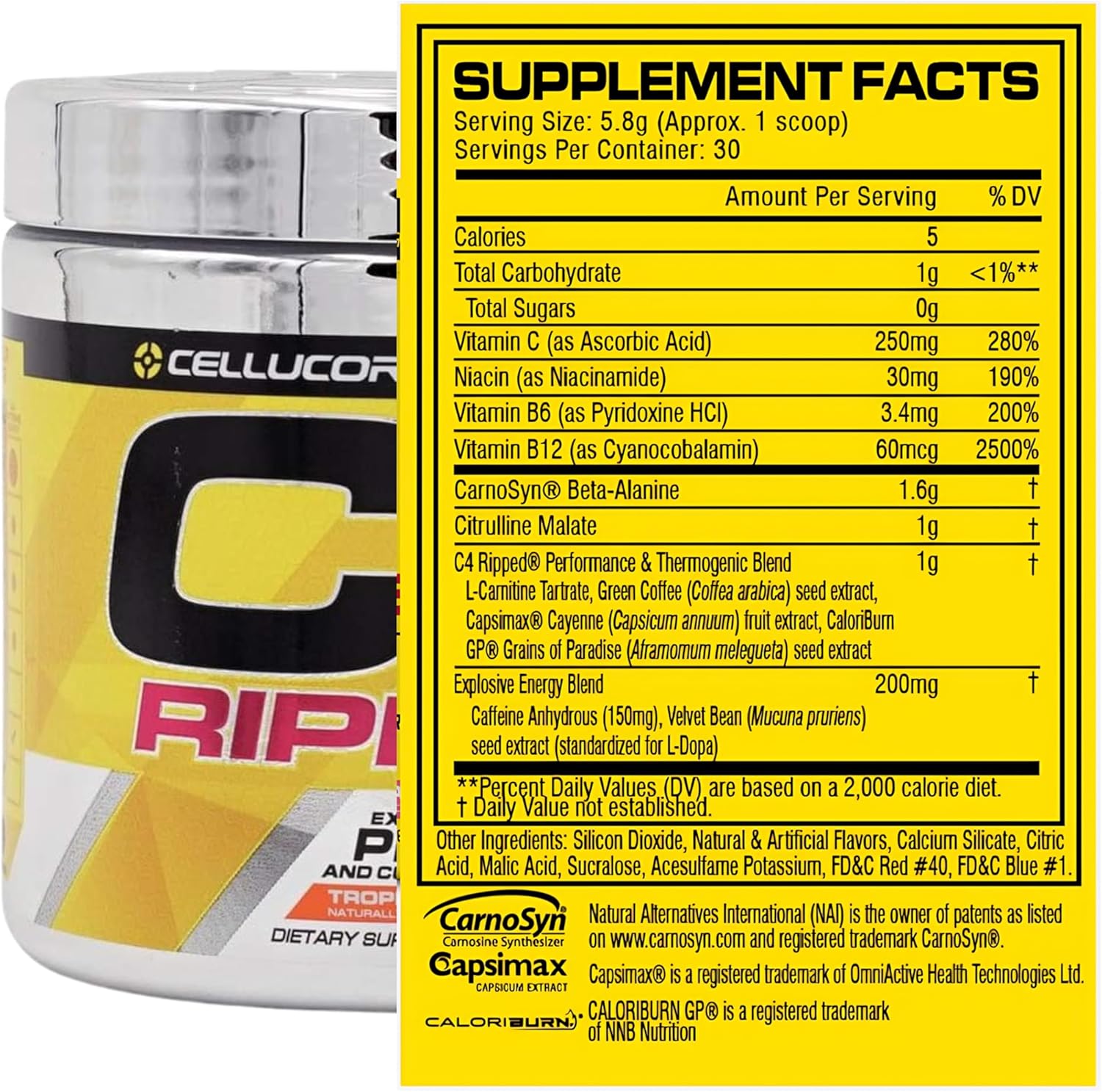 Cellucor C4 Ripped Tropical Punch 30 Servings 174g