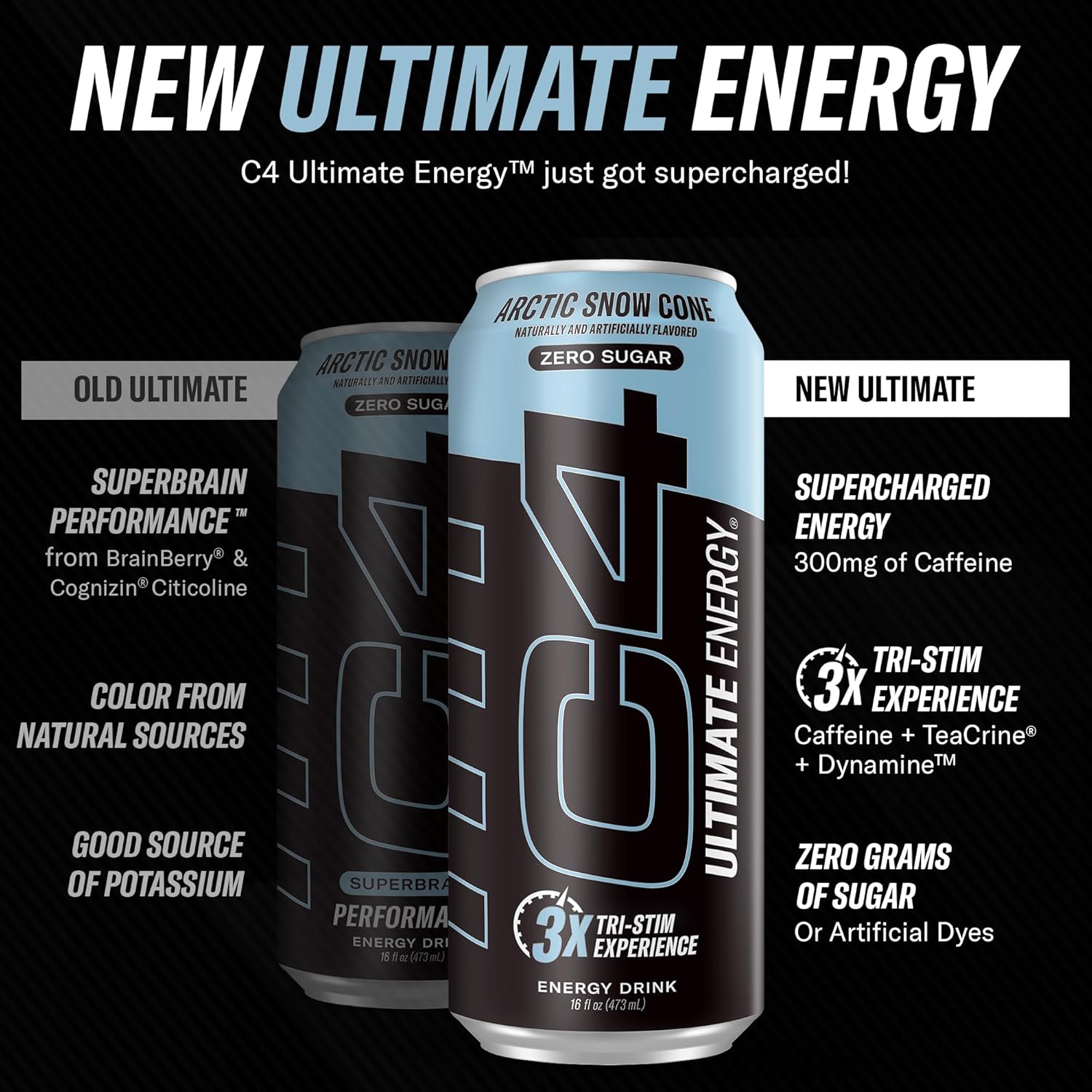 Cellucor C4 RTD Carbonated Drink Arctic Snow Cone 16oz 1s
