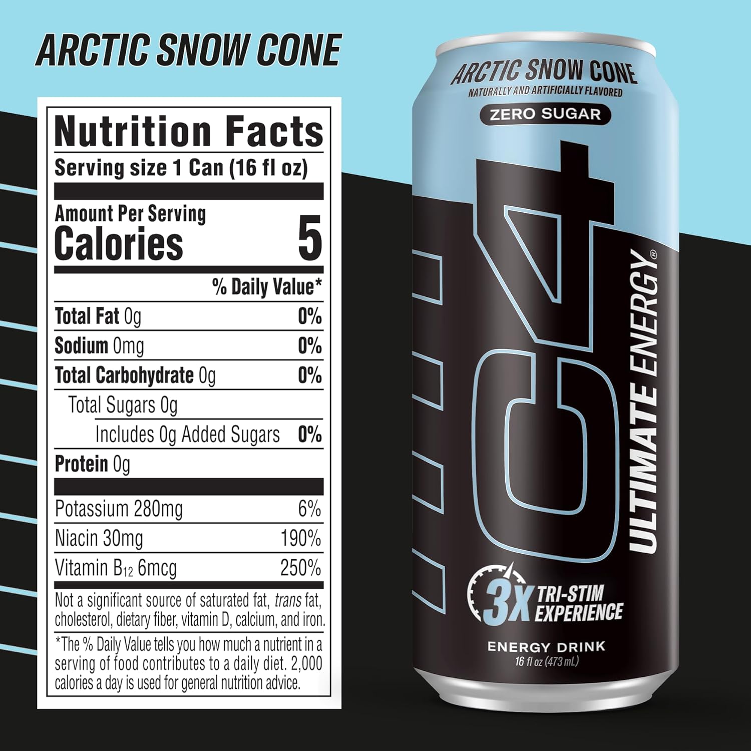 Cellucor C4 RTD Carbonated Drink Arctic Snow Cone 16oz 1s