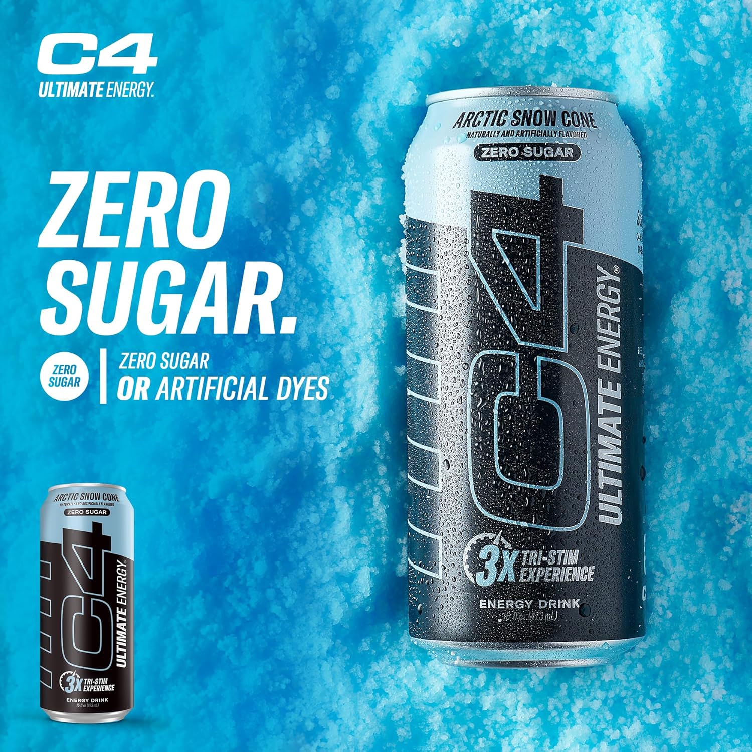 Cellucor C4 RTD Carbonated Drink Arctic Snow Cone 16oz 1s