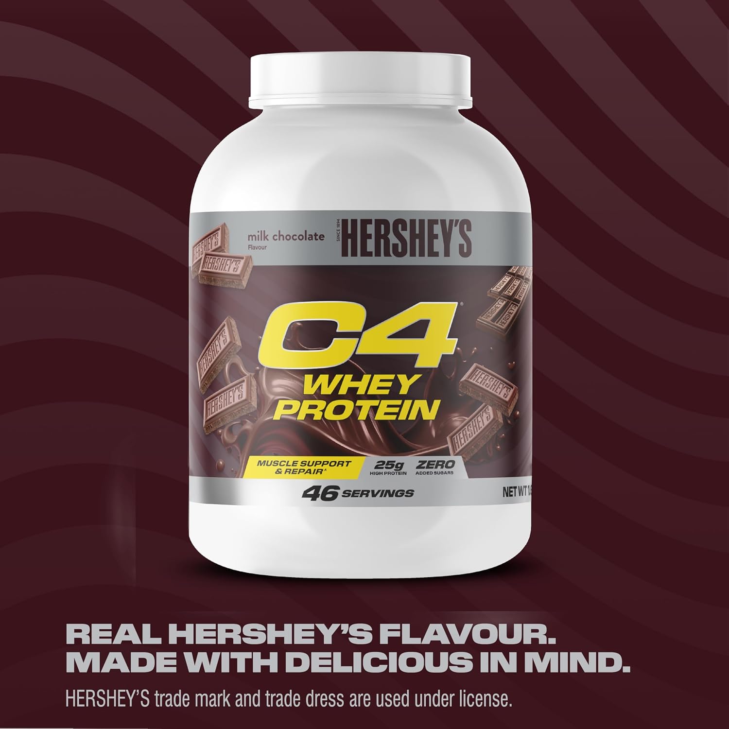 Cellucor C4 Whey Protein Powder Hershey’s Chocolate, Blend for Muscle Recovery, 1.61kg