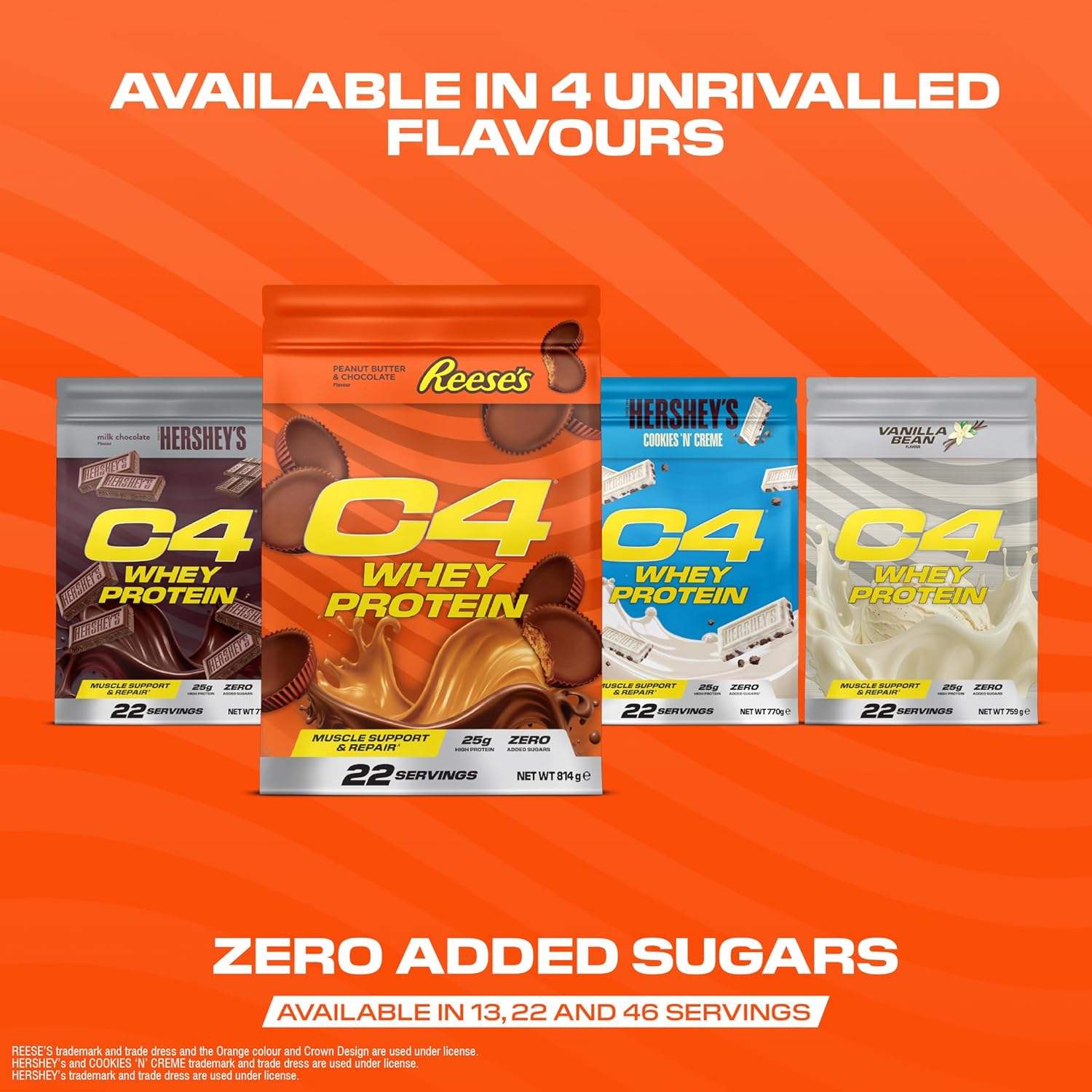 Cellucor C4 Whey Protein Powder Reese’s Peanut Butter & Chocolate, Blend for Muscle Recovery, 814g