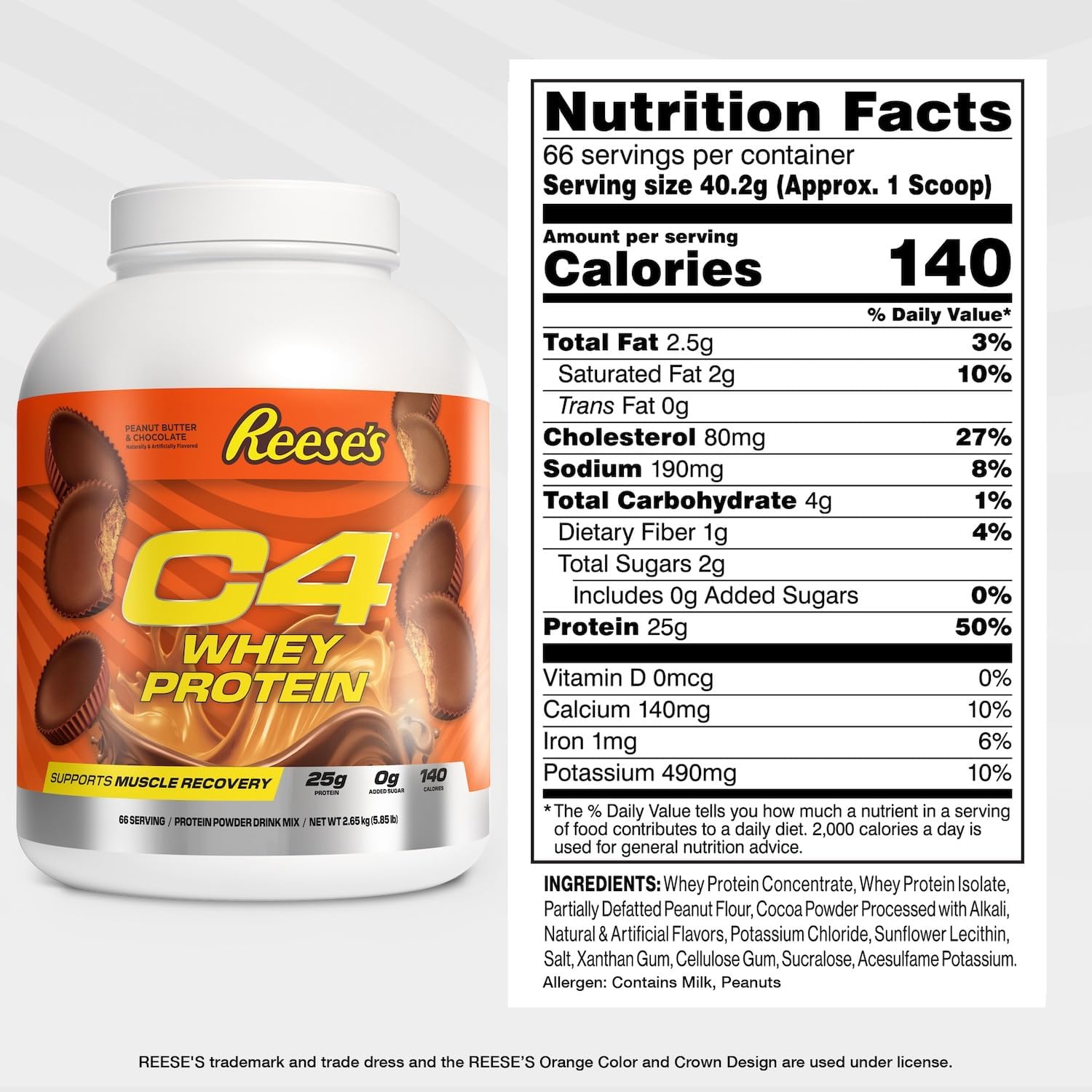 Cellucor C4 Whey Protein Powder Reese’s Peanut Butter & Chocolate, Blend for Muscle Recovery, 1.7kg