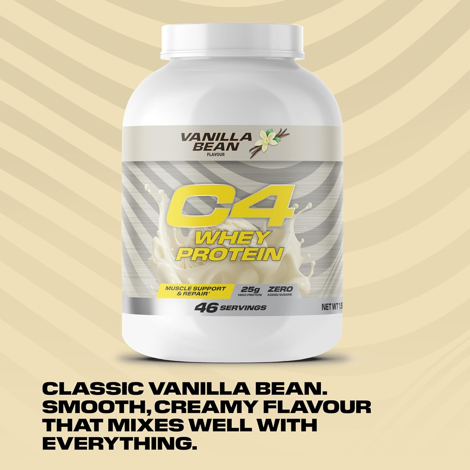 Cellucor C4 Whey Protein Powder Vanilla Bean, Fast-Digesting for Muscle Recovery, 1.58kg