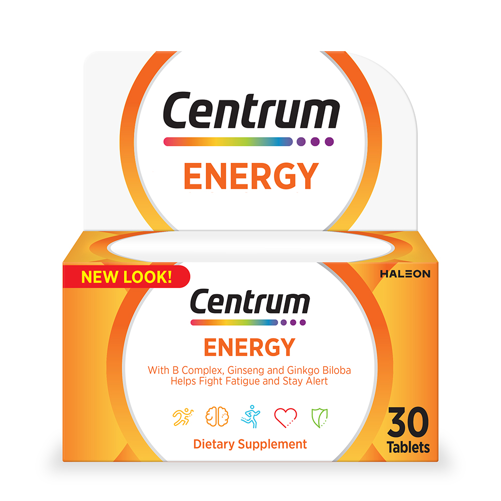 Centrum Energy Multivitamin with Ginseng and Gingko Biloba 30 Tablets