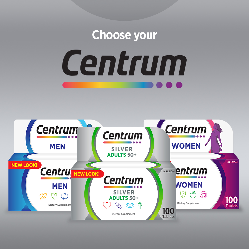 Centrum Silver Adult 50+ Multivitamin, Heart, Bone, Eye & Whole-Body Health Support, 100 Tablets
