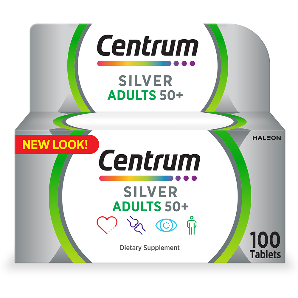 Centrum Silver Adult 50+ Multivitamin, Heart, Bone, Eye & Whole-Body Health Support, 100 Tablets