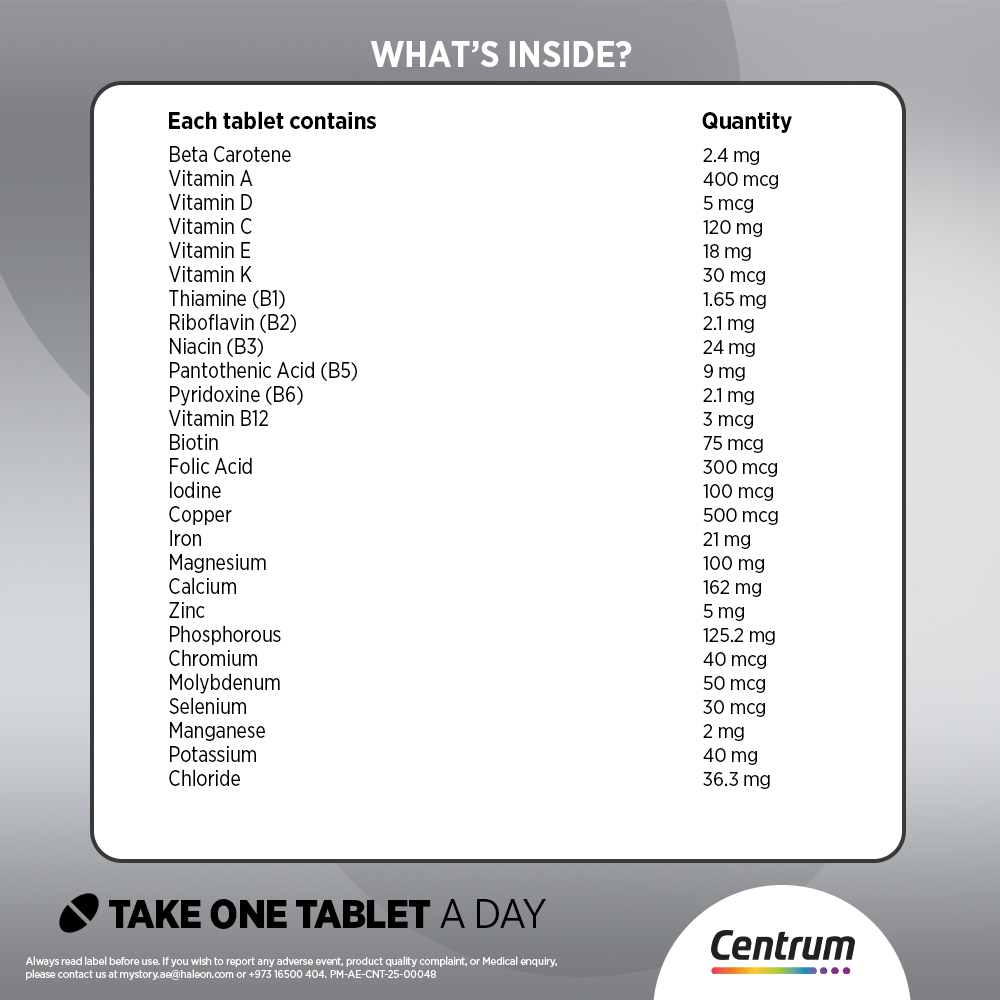 Centrum Silver Adult 50+ Multivitamin, Heart, Bone, Eye & Whole-Body Health Support, 30 Tablets