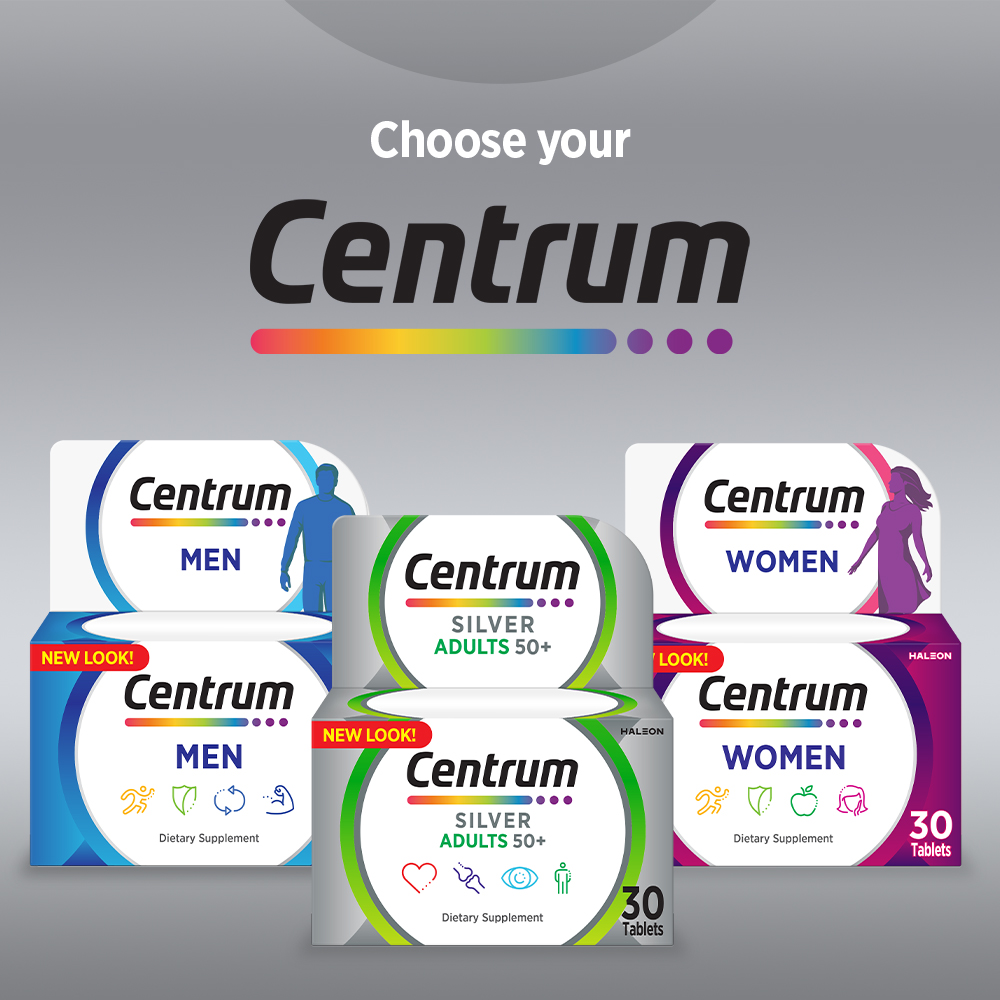 Centrum Silver Adult 50+ Multivitamin, Heart, Bone, Eye & Whole-Body Health Support, 30 Tablets