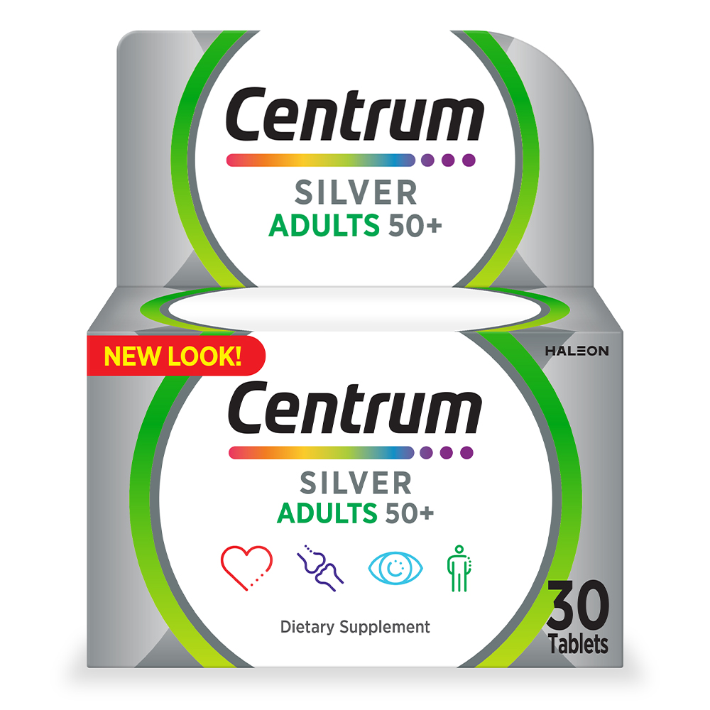Centrum Silver Adult 50+ Multivitamin, Heart, Bone, Eye & Whole-Body Health Support, 30 Tablets