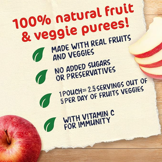 Nestle Cerelac Puree Baby Food Apple, 100% Natural Fruit with Vitamin C for Babies 6+ Months, 90g