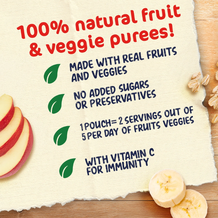 Nestle Cerelac Puree Banana & Apple, Nutritious Baby Food with Vitamin C, No Added Sugar or Salt, 90g