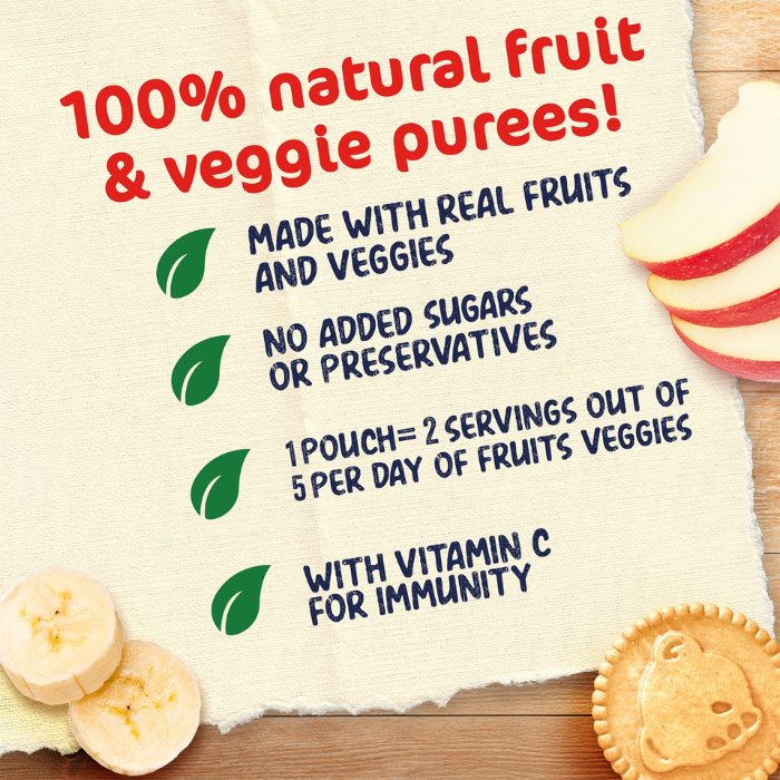 Cerelac Puree Baby Food Banana, Orange and Biscuit, 100% Natural Fruits, Fortified with Vitamin C, 90g