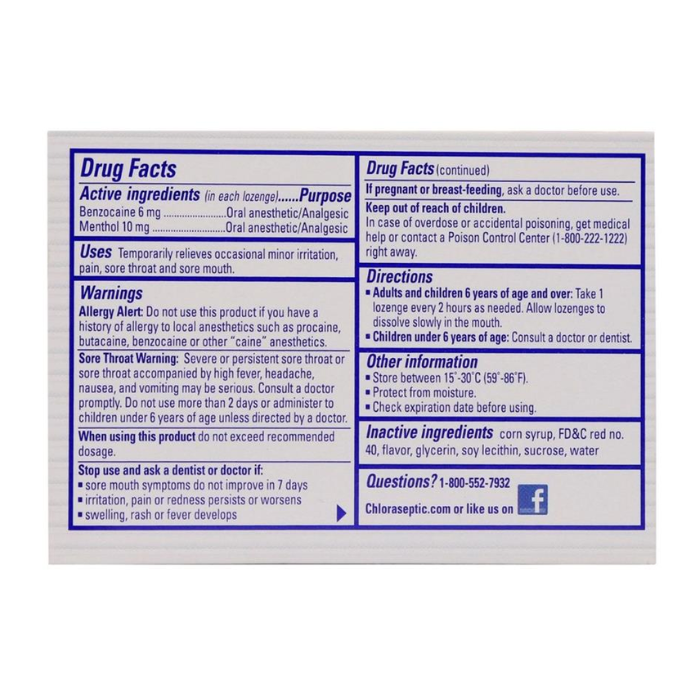 Chloraseptic Lc Lozenges Cherry 18's