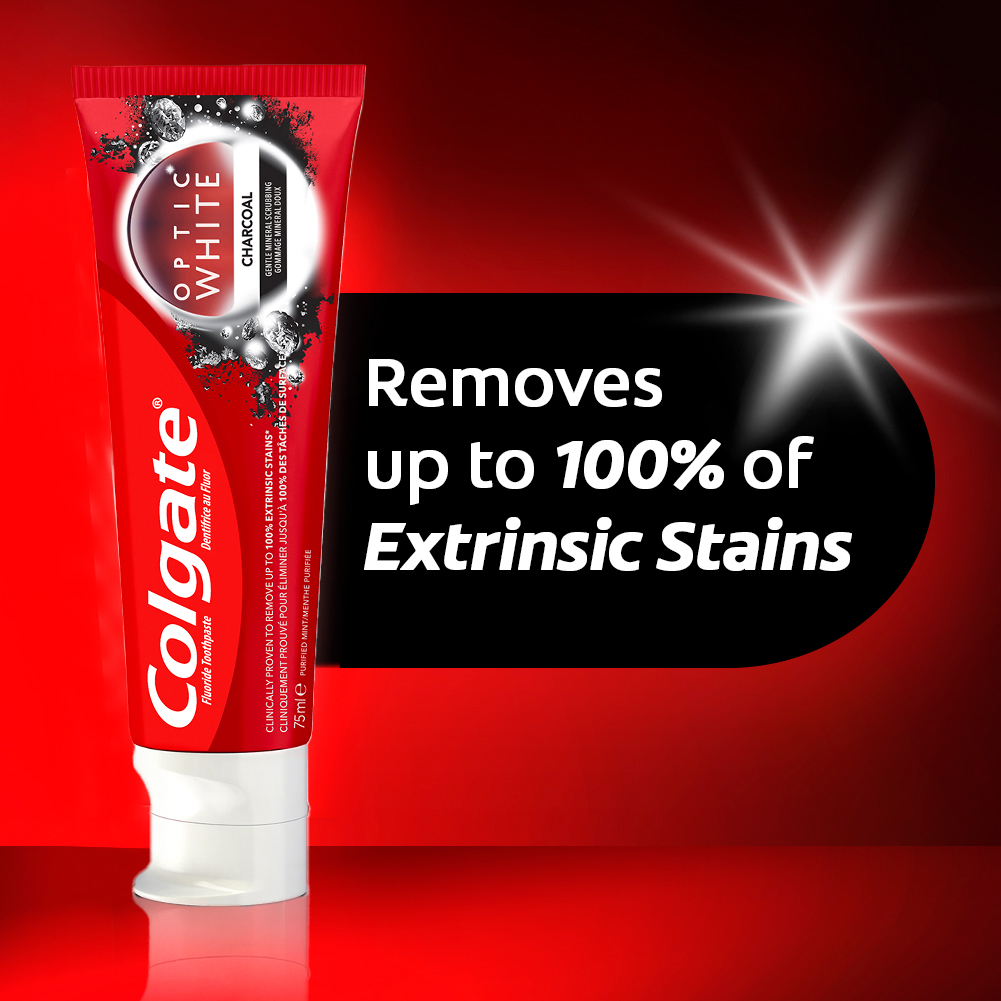 Colgate Optic White Charcoal Whitening Toothpaste 75ml