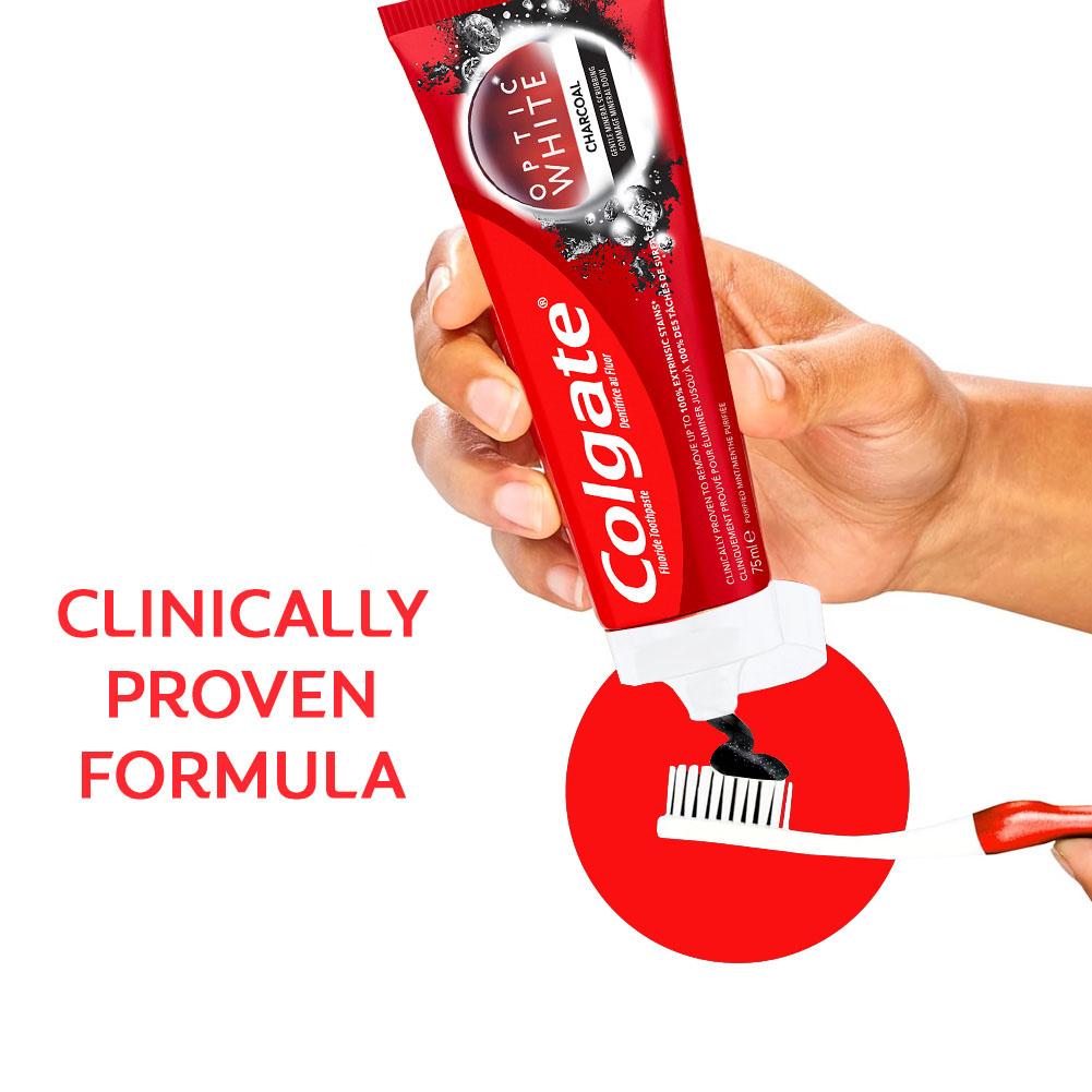 Colgate Optic White Charcoal Whitening Toothpaste 75ml