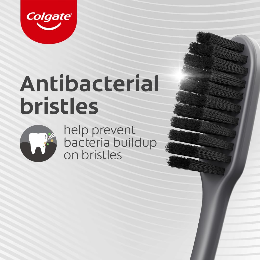 Colgate 360 Charcoal Black Medium Toothbrush 2s
