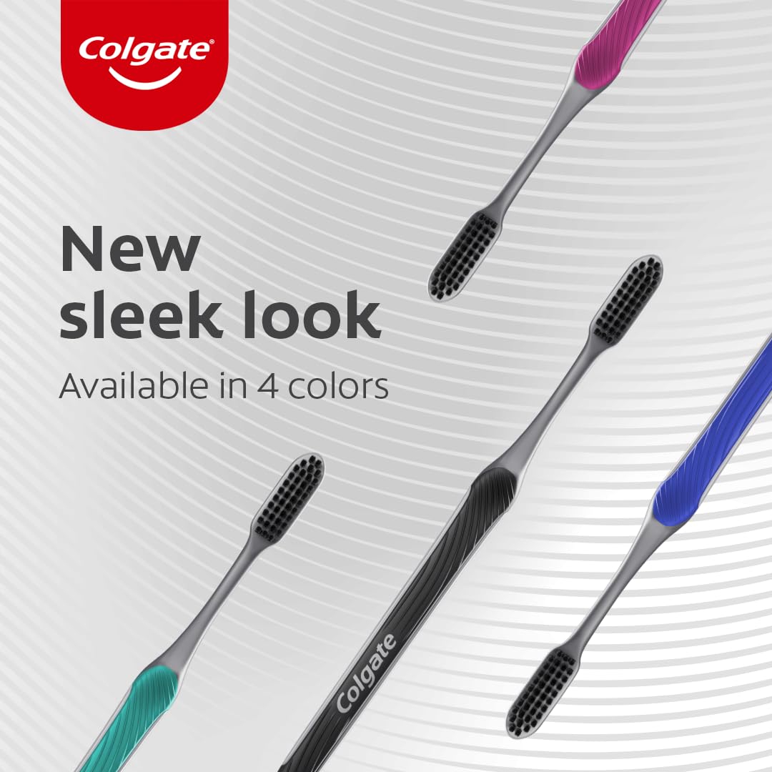 Colgate 360 Charcoal Black Medium Toothbrush 2s