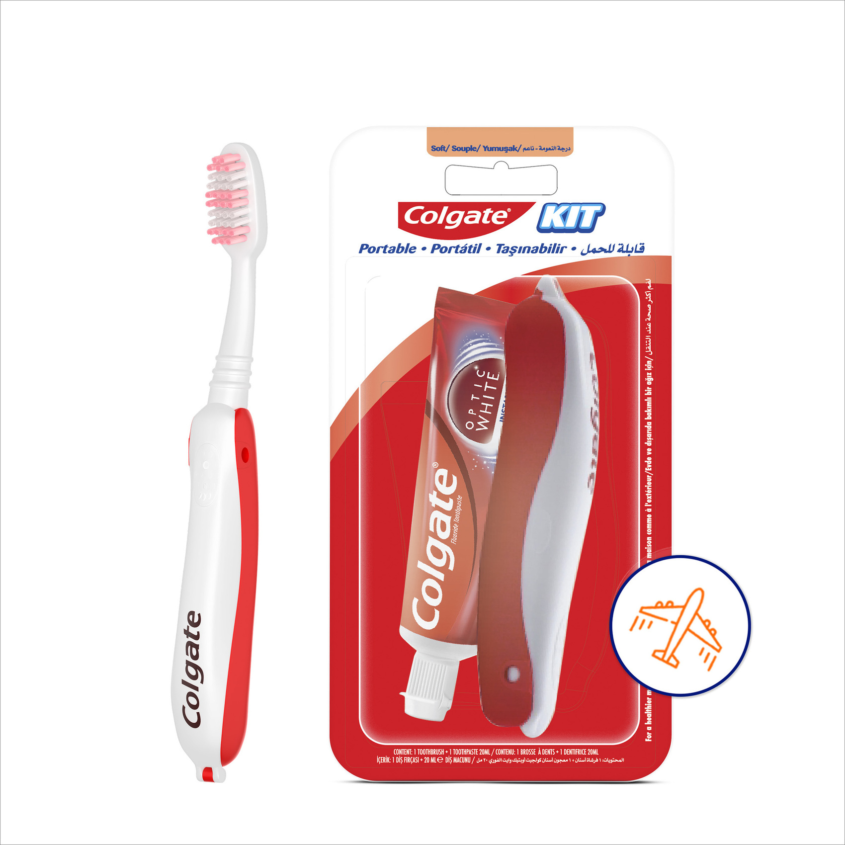 Colgate Travel Kit Optic White Toothpaste + Toothbrush