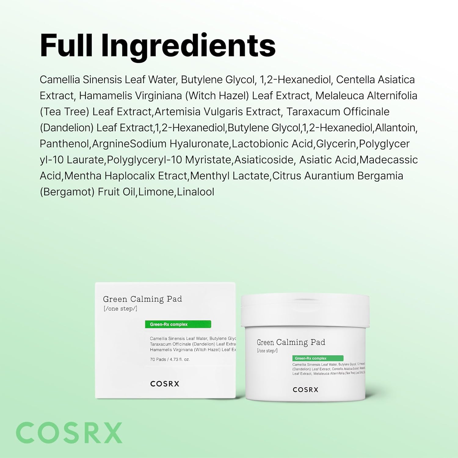 Cosrx One Step Green Hero Calming Pad (70 Pads) 140ml