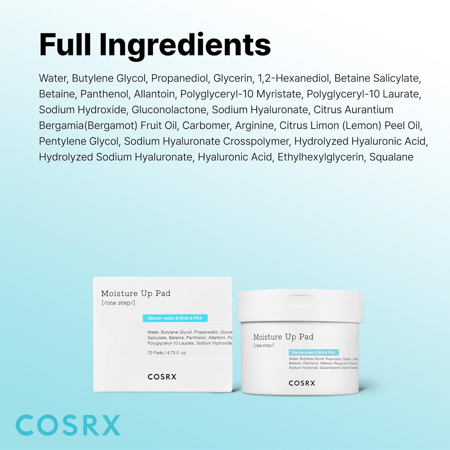 Cosrx One Step Moisture Up Pad 70 Pads 140ml