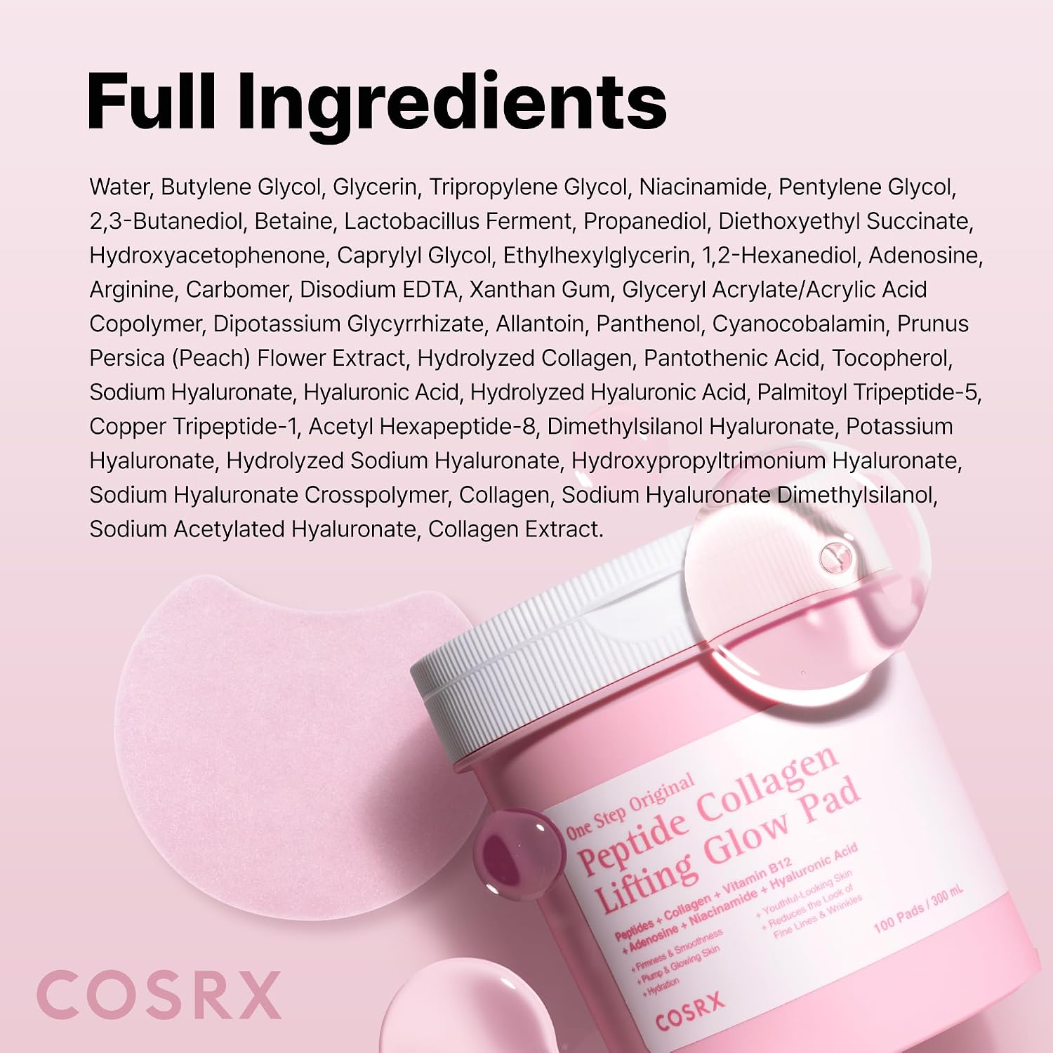 CosRx One Step Original Peptide Glow Pad 300ml 100's