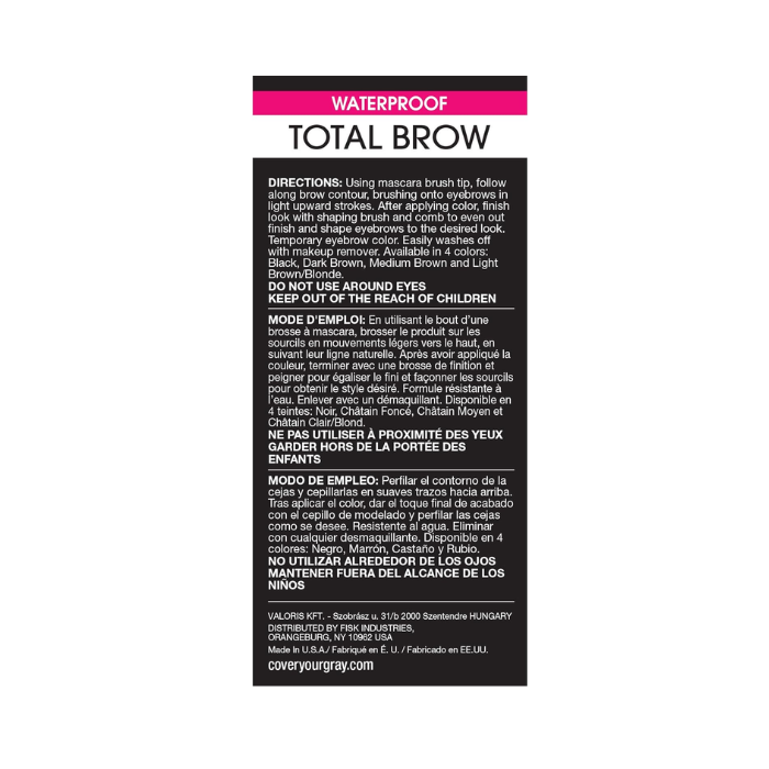 Cover Your Gray Total Brow Eyebrow Sealer Black 10 G