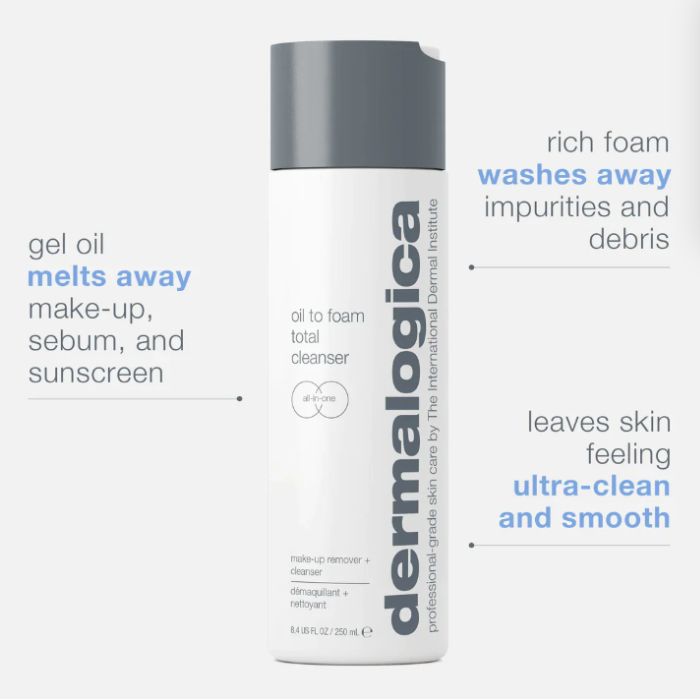 Dermalogica Oil-to-Foam Total Cleanser, Makeup Remover, Hydrating and Softening Face Wash, 250ml