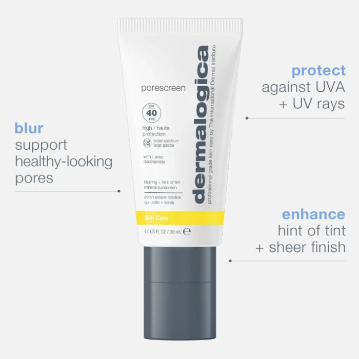 Dermalogica Porescreen (SPF40) Mineral Sunscreen, Protect, Blur and Enhance Skin Tone with Tint, 30ml