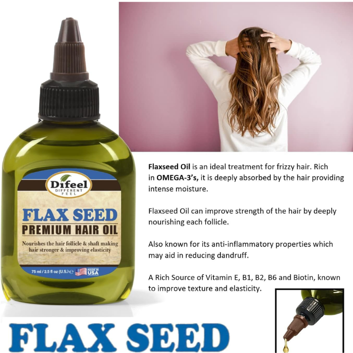 Difeel 99% Natural Blend Flax Seed Hair Oil 75ml
