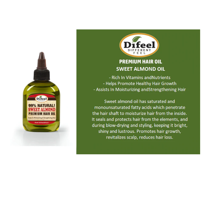 Difeel 99% Natural Blend Sweet Almond Hair Oil 75ml