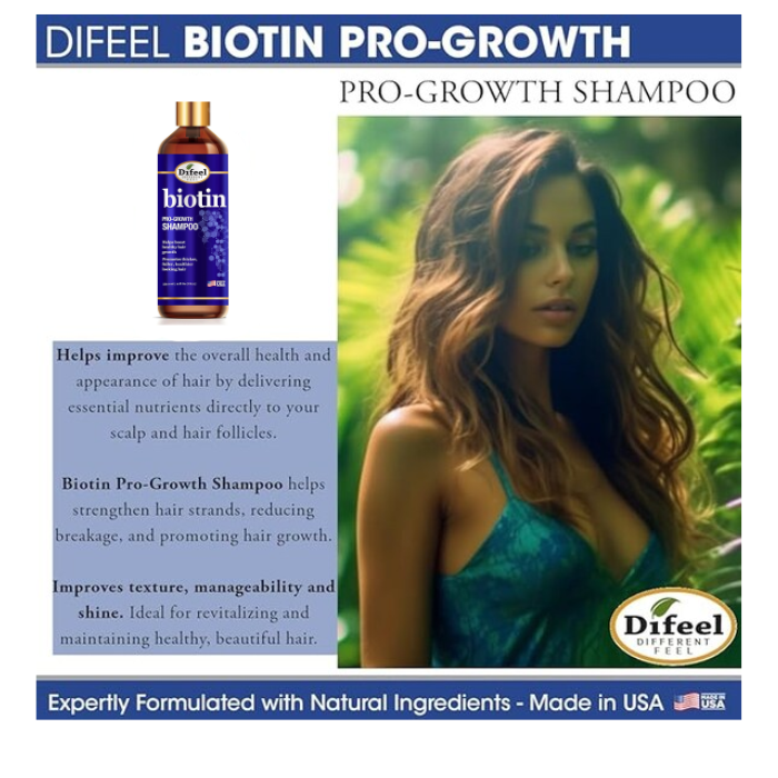 Difeel Biotin Pro-Growth Shampoo 354.9ml