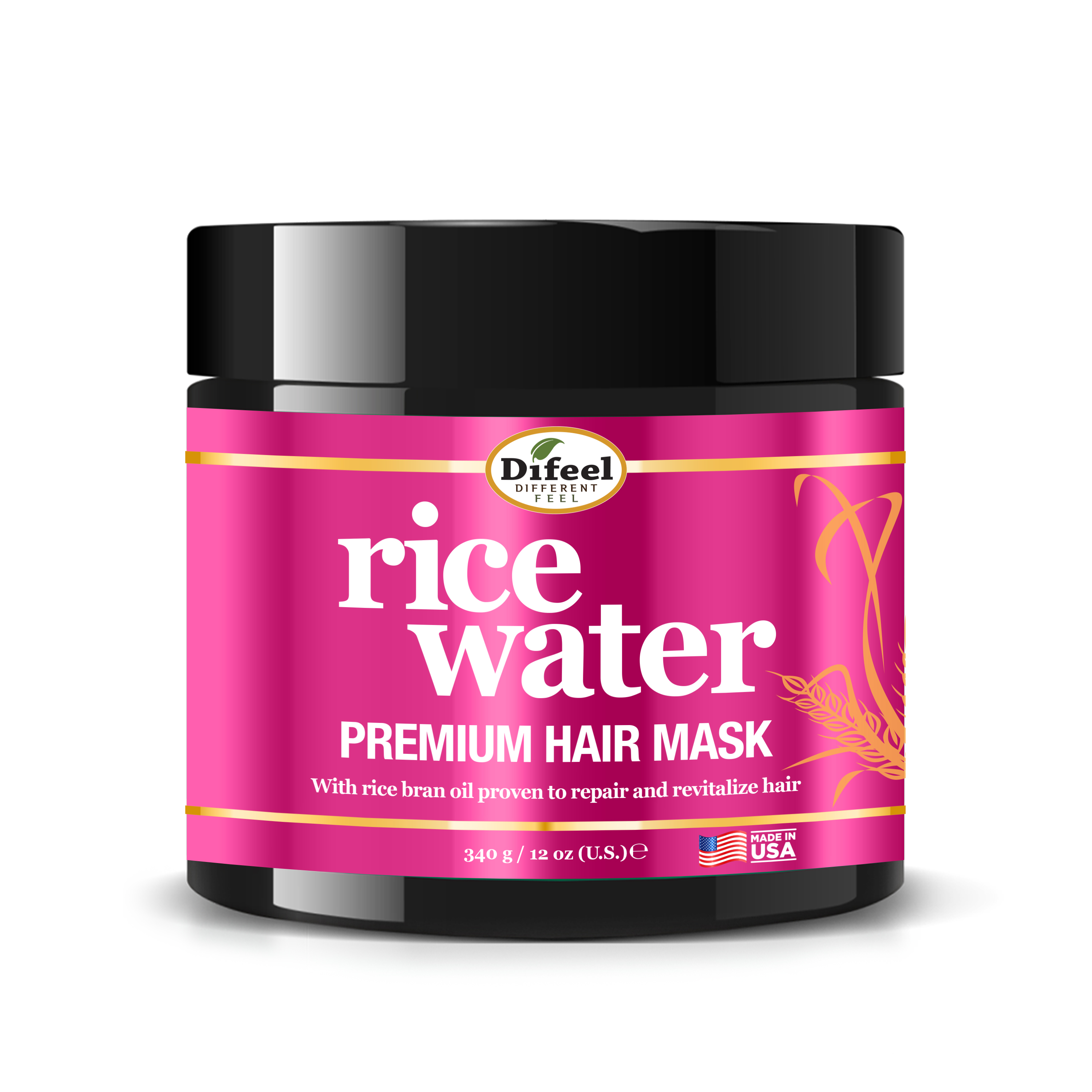 Difeel Rice Water Premium Hair Mask with Rice Bran Oil, Deep Conditioning & Strengthening Care, 340g