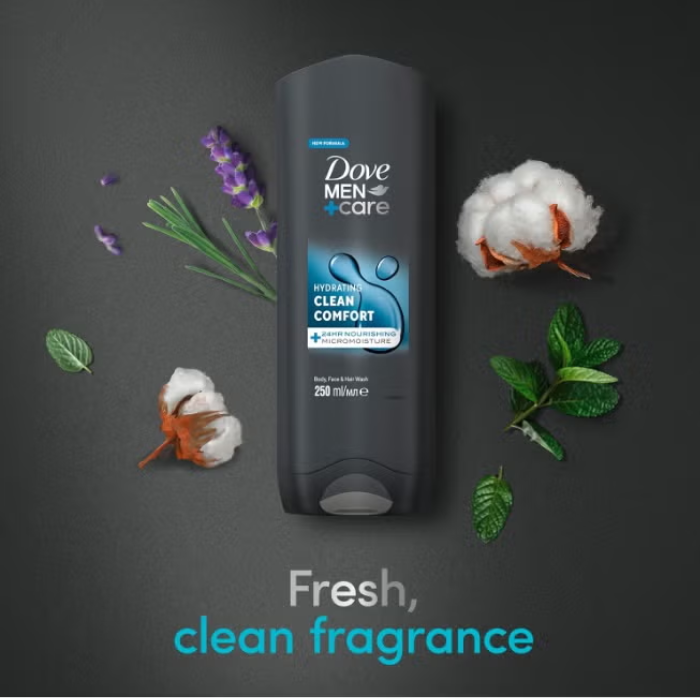 Dove Men+ Care Clean Comfort Body Face & Hair Wash 250ml