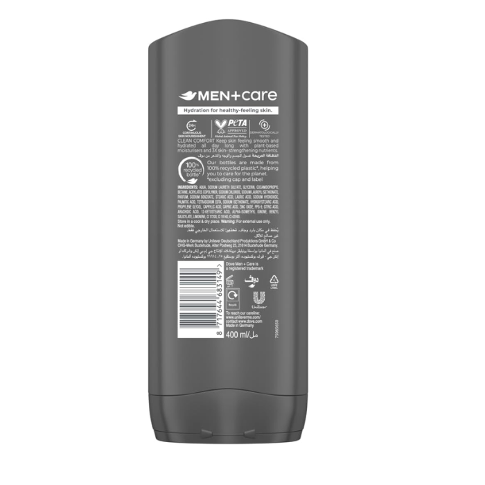 Dove Men+ Care Clean Comfort Body Face & Hair Wash 400ml