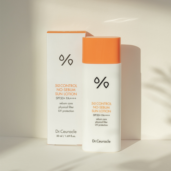 Dr. Ceuracle 5a Control No-Sebum (SPF50+) Sun Lotion, Oil Control Physical Sunscreen, 50ml