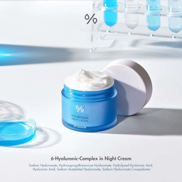 Dr. Ceuracle Hyal Reyouth Night Cream, Deep Hydration Overnight Repair Moisturizer, 60g