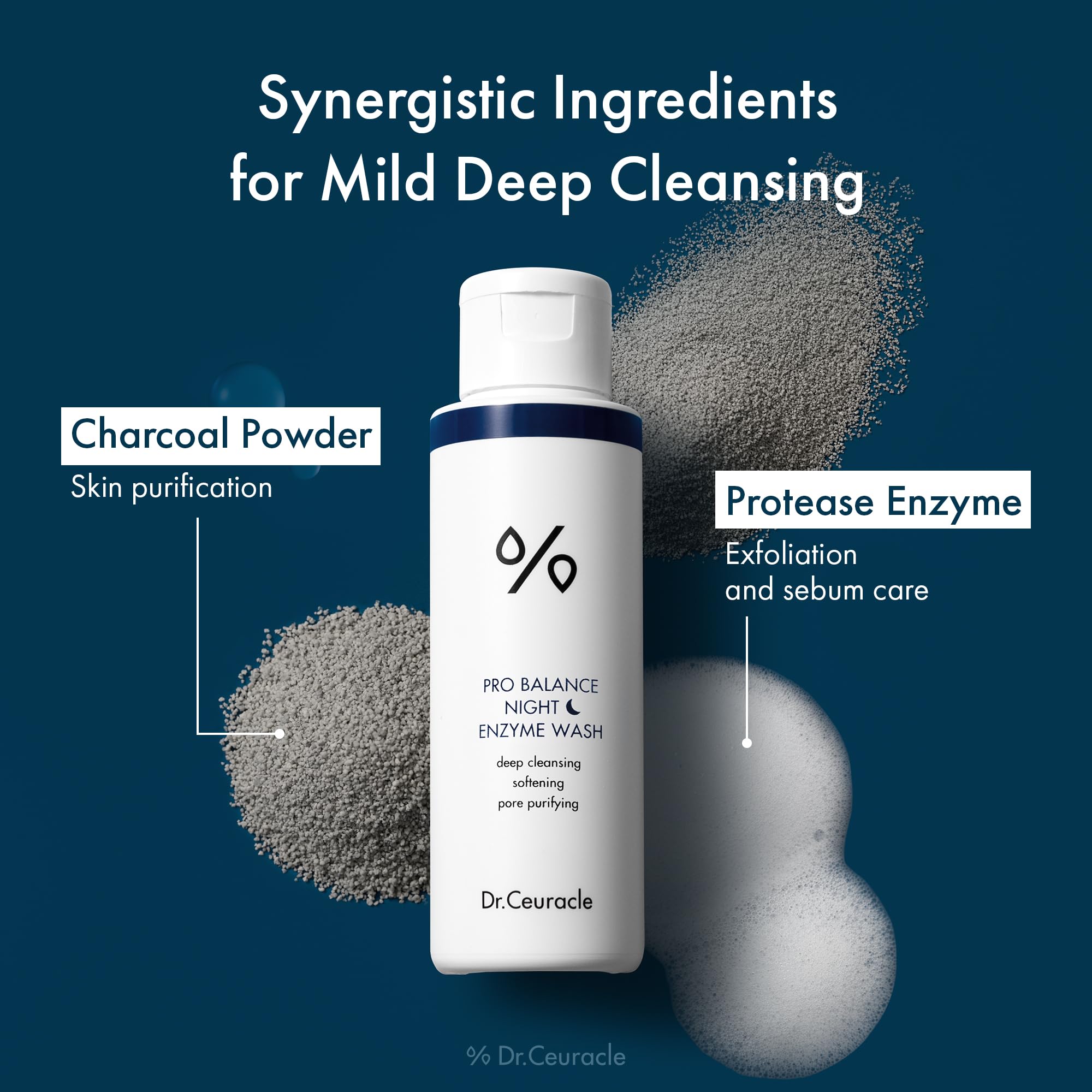 Dr. Ceuracle Pro Balance Night Enzyme Wash, Charcoal Cleanser for Pore Care & Deep Cleansing, 50g